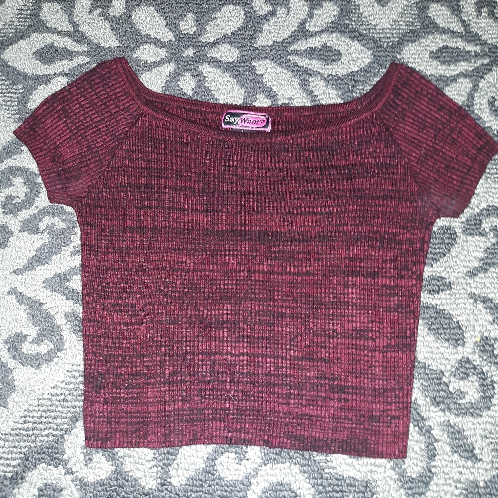 Say What?- Form fitting cropped top